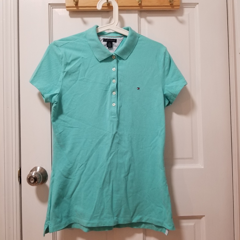 ♠ Tommy Hilfiger Aqua Cotton Polo Shirt Size M